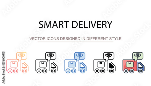 Smart Delivery icon design with white background stock illustration