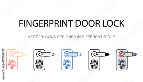 Fingerprint Door Lock icon design with white background stock illustration