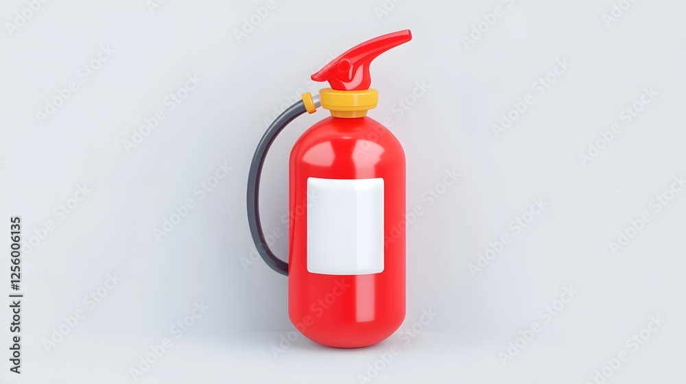 Obraz premium 3D Fire Extinguisher Icon on Plain White Background with Soft Shadows