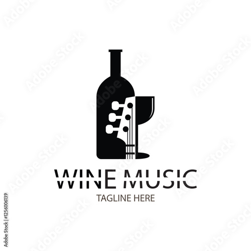wine and glass combination music logo design