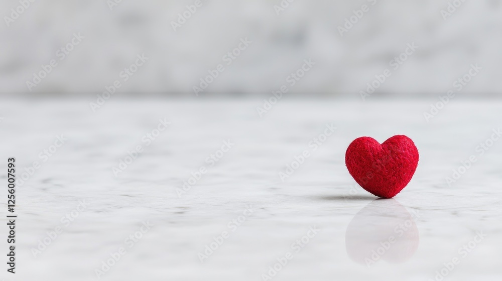 Fototapeta premium Red heart on marble surface