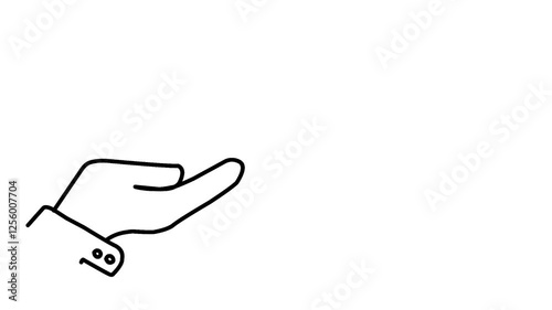 Growing coins stack with arrow un human hand continuous line drawing animation. Business money concept animated video.