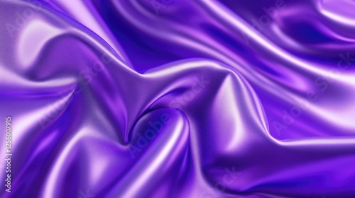 Abstract background from textured purple fabric. Purple silk satin fabric with waves. Beautiful backdrop for fashion, Silky, flowing drapery. Rich, smooth curtain with style and elegance.