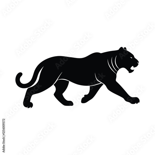tiger walking silhouette illustration vector.