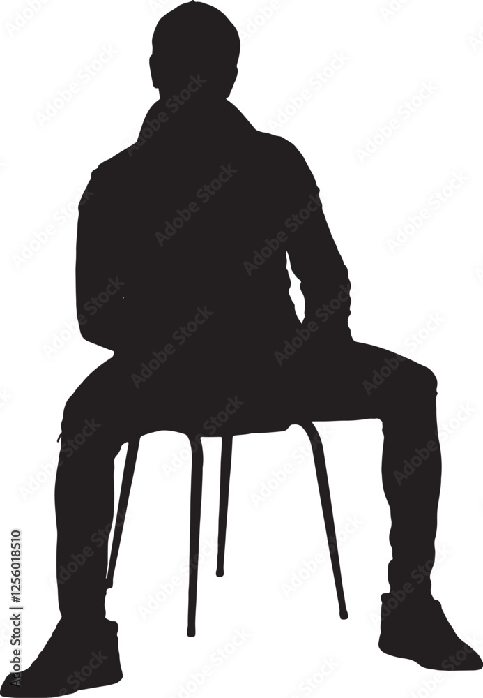 Obraz premium vector; silhouette; front view of man sitting on chair