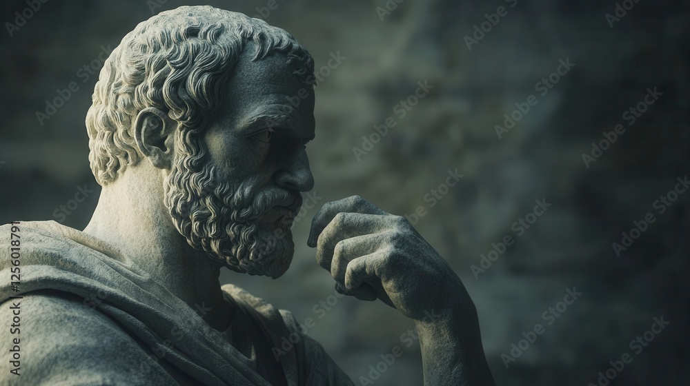 Illustration of the Sculpture of Aristotle, Ancient Greek Philosopher in a Thoughtful Pose Illustration of the Sculpture of Aristotle, Ancient Greek Philosopher in a Thoughtful Pose