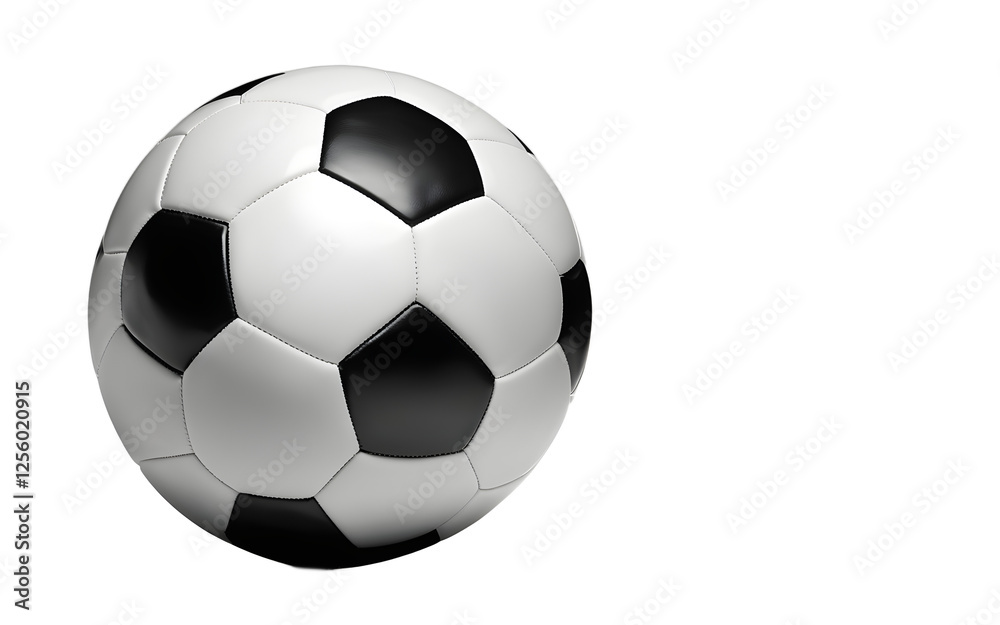 A classic black and white soccer ball, isolated on a empty plain background