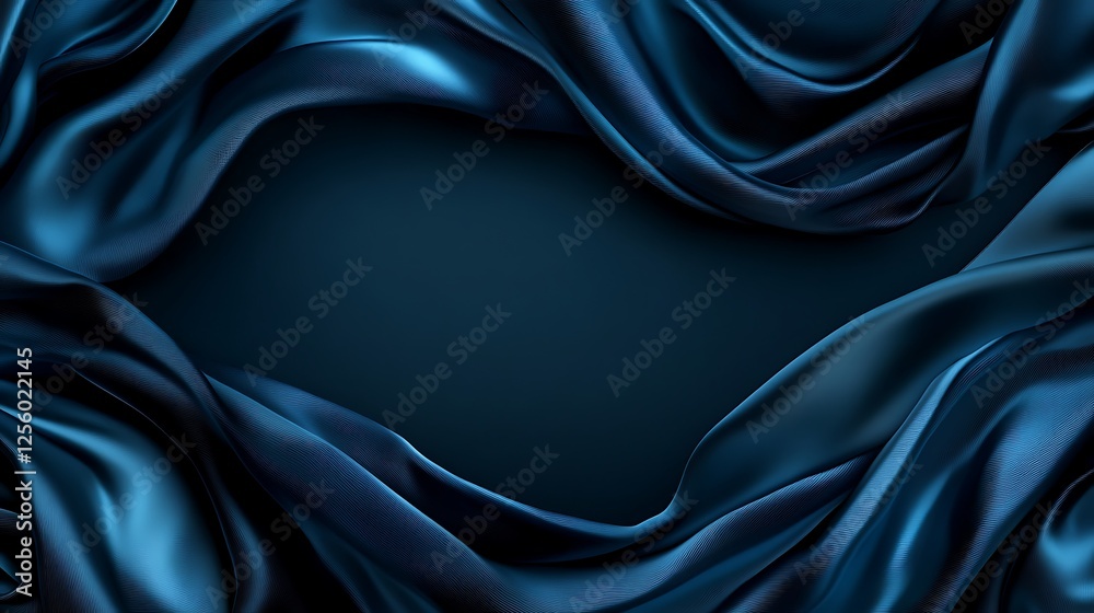 Obraz premium Elegant Dark Blue Silk Draped Fabric Background
