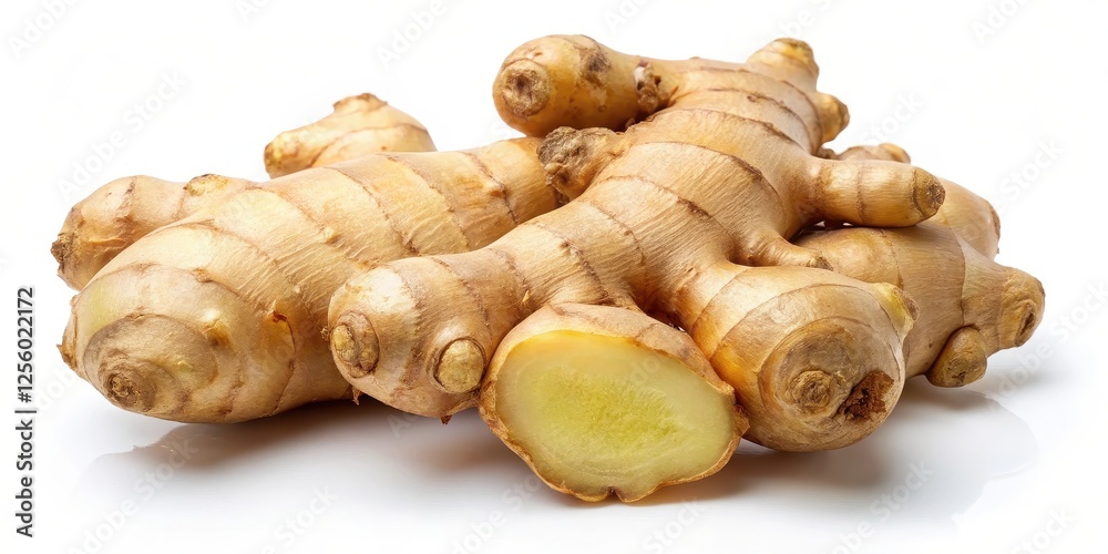 Fresh Ginger Root on White Background Fresh Ginger Root on White Background