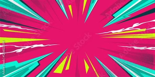 Comic Cartoon Pink and Blue Background. Pop Art Style.