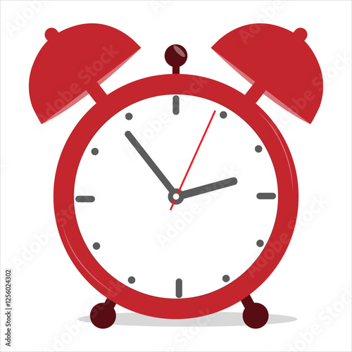 red alarm clock isolated on white background