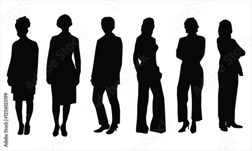 silhouette set  of  woman is isolated on a white background