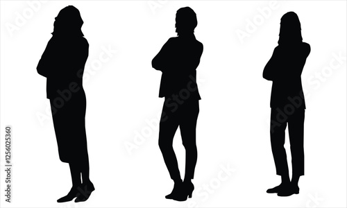  woman silhouettes is isolated on a white background