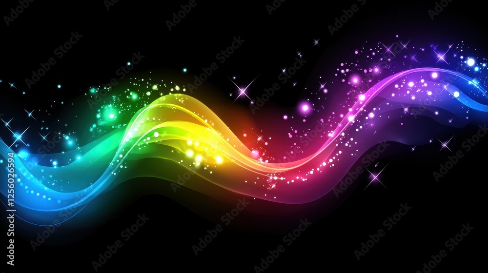 Fototapeta premium Chromatic Illumination, A Dynamic Gradient Wave with Sparkling Particles