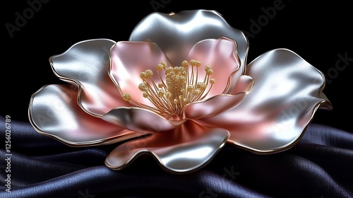 Elegant Metallic Flower Design with Gold Accents