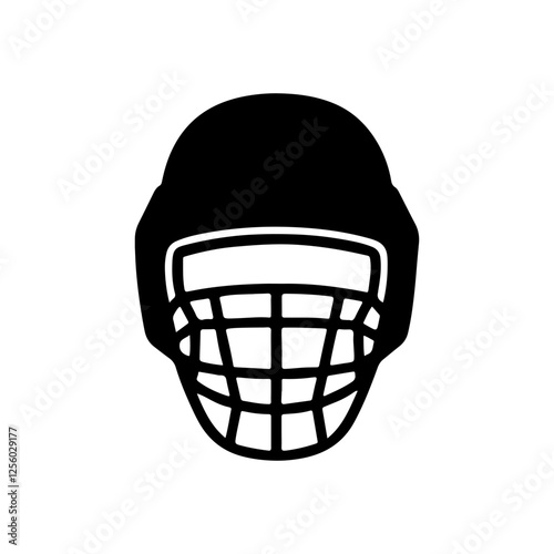 Ice hockey goalkeeper silhouette vector flat illustration design on white background.