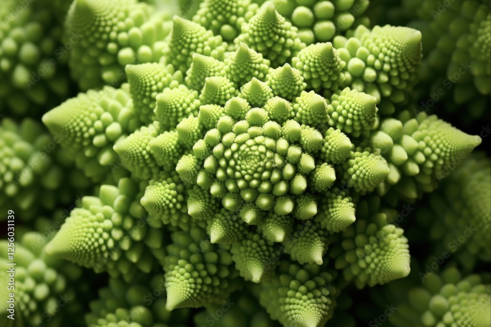 Green Fractal Vegetable with Fibonacci Sequence Connection: Romanesco Broccoli Macro Close-up for Healthy Ingredients in Science-Loving Cuisine Green Fractal Vegetable with Fibonacci Sequence Connection: Romanesco Broccoli Macro Close-up for Healthy Ingredients in Science-Loving Cuisine