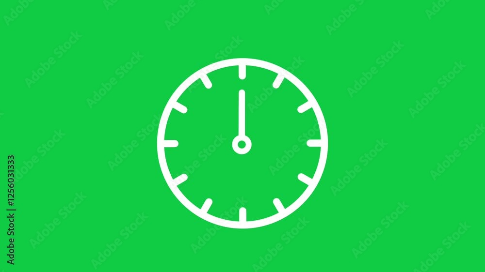 Animation time lapse of a clock. White clock hands on green clock face. Animation time lapse of a clock. White clock hands on green clock face.