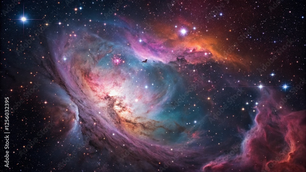 Fototapeta premium Cosmic Nebula Swirling Colors, Stellar Composition, Deep Space Image, Astronomy, Space Photography, Nebulae Nebula, space