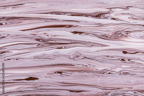 Marbled Texture with Brown and Pink Acrylic Paint Swirling Pattern