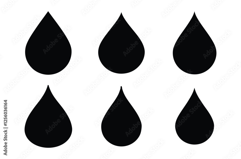 water drop silhouette, water drop line art vector design, liquid droplet illustration