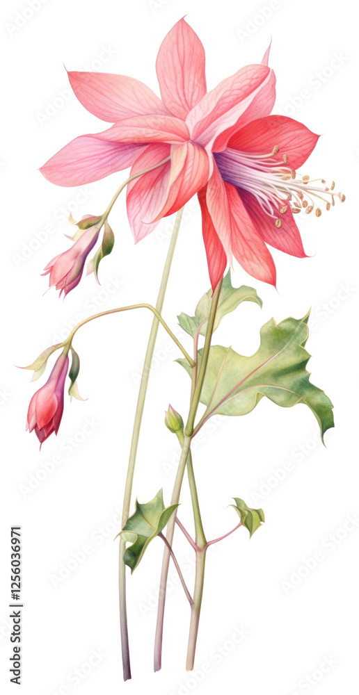Obraz premium PNG Illustration aquilegia botanical drawing.