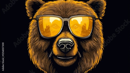 Hipster Bear Beer Logo with Retro Vintage Vibes. Featuring a Cool Bear Wearing Goggles and Enjoying a Pannikin of Beer