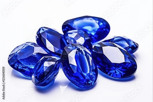 Isolated Blue Sapphire. Luxurious Cut-out Gemstone Crystal in Geology Background
