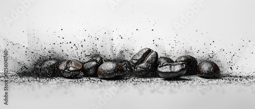 coffee beans on a white background black and white illustration