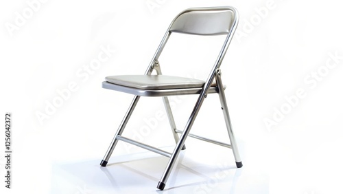 Metal Folding Chair on White Background