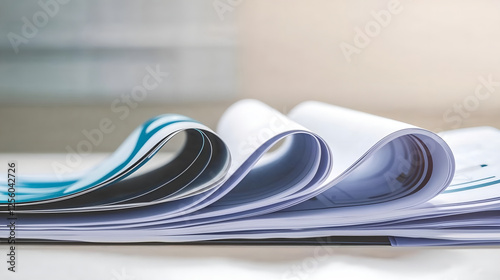 Close-up of stacked papers with curled edges showcasing vibrant designs