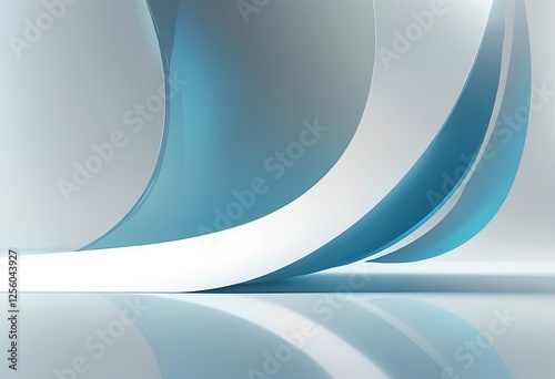 Wallpaper Mural Minimalist circular architecture in turquoise and white with reflective surface with copy space	 Torontodigital.ca