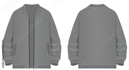 Realistic grey baseball jacket, vector