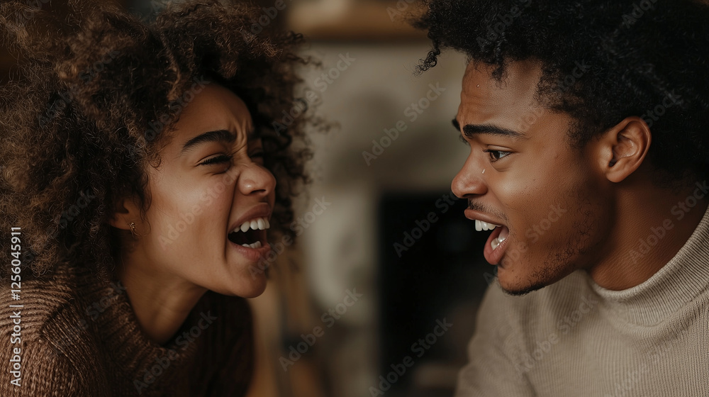 Two people arguing, upset expressions, active gestures, tense atmosphere. Two people arguing, upset expressions, active gestures, tense atmosphere.