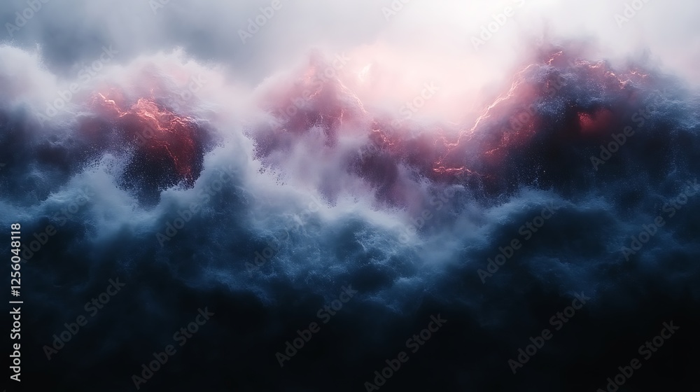 Dark Waves Crashing Under a Crimson Sky Dark Waves Crashing Under a Crimson Sky