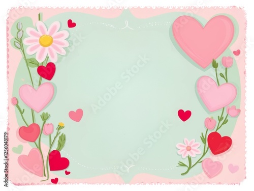 background card with flowers and hearts