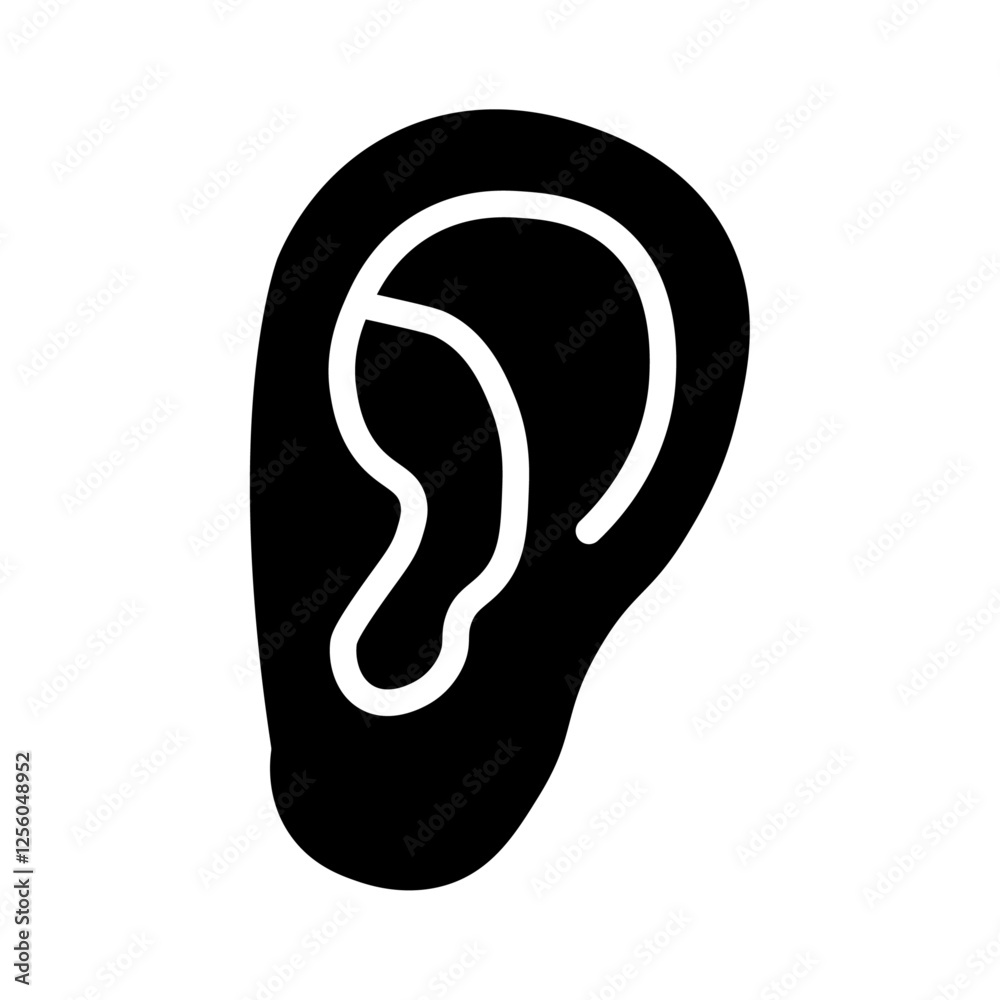 ear icon Flat symbol set outline ear icon Flat symbol set outline