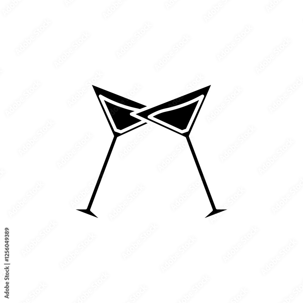 Fototapeta premium glass cheers icon Flat symbol set outline