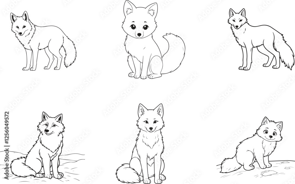 Arctic Fox silhouette vector on white background , set of arctic Fox Ai generated Arctic Fox silhouette vector on white background , set of arctic Fox Ai generated