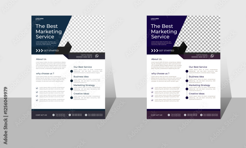 Naklejka premium Corporate business flyer template design .a bundle of 4 templates of different colors a4 flyer template, modern business flyer template, abstract business flyer and creative design