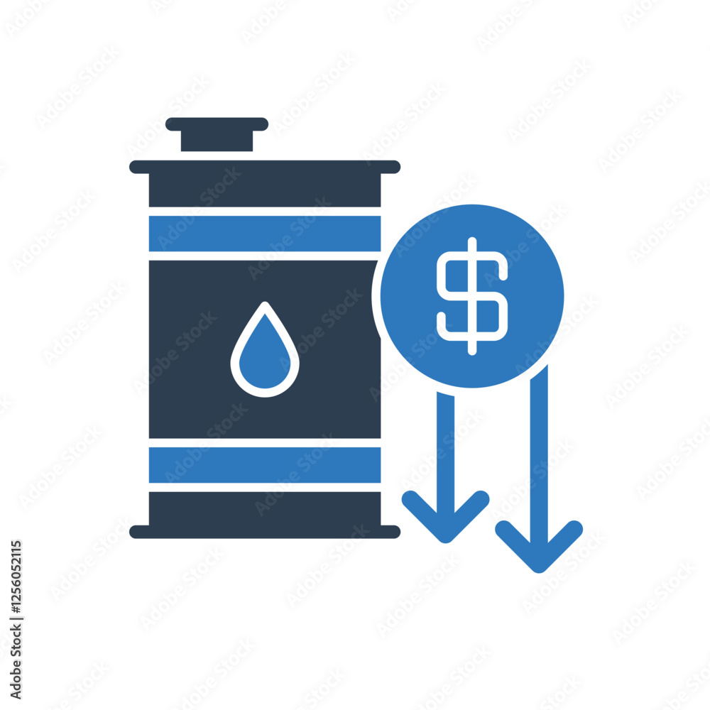 Oil Barrel Icon - Price Down Icon Oil Barrel Icon - Price Down Icon