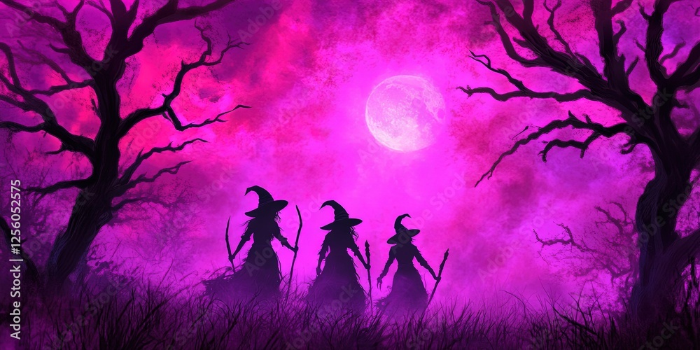 witchcraft concept with a coven of witches witchcraft concept with a coven of witches