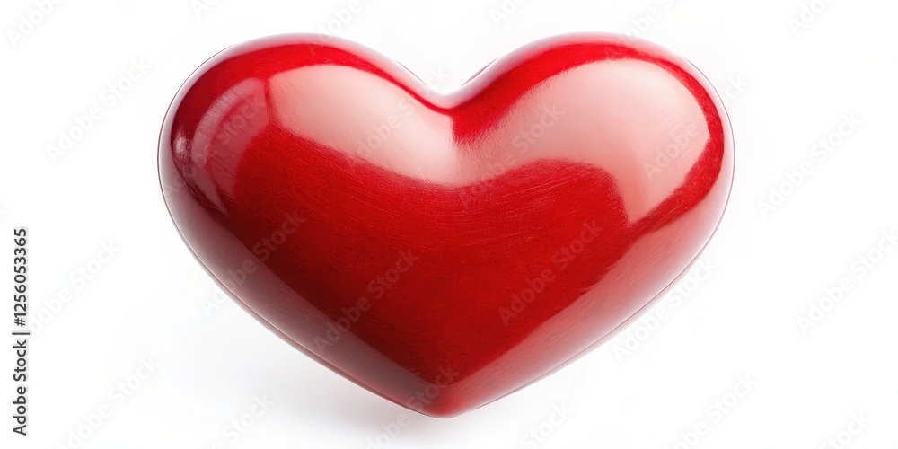 Red Heart Shape on White Background