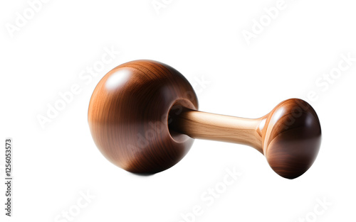 A modern kendama with a polished wooden ball, isolated on a empty plain background
