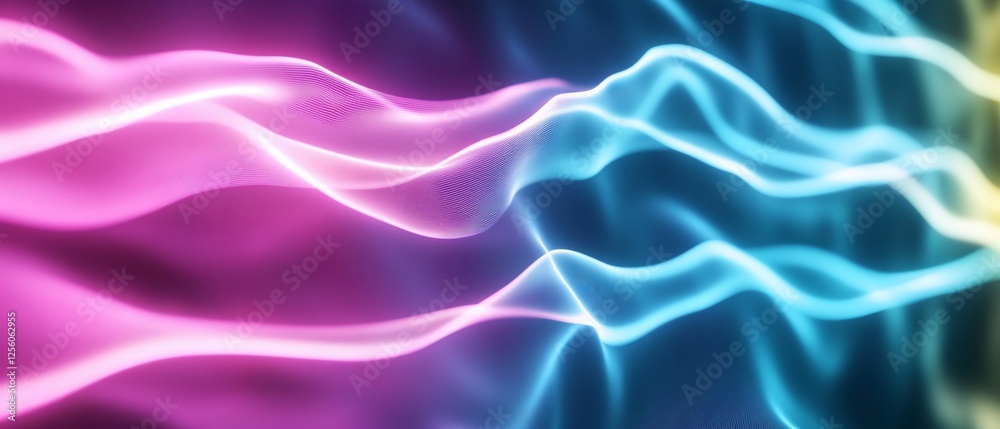 Obraz premium Abstract flowing light waves, vibrant colors, dark background, design use