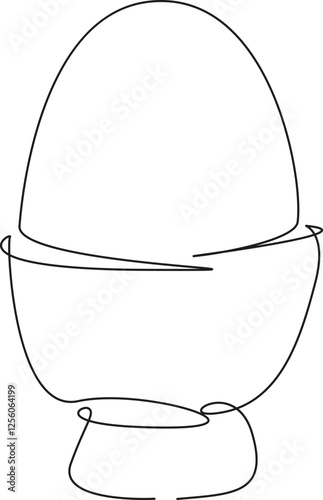 One continuous single drawing line art flat doodle food, healthy eating, eggshell, egg - food, protein, organic, animal egg. Isolated image hand draw contour on a white background, hand drawn, not AI