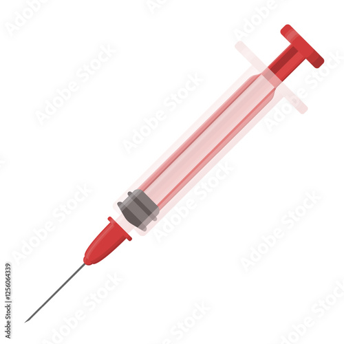 Medical Syringe with Red Liquid and Needle for Healthcare Applications