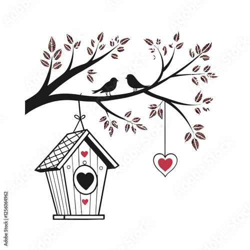 Vector black and white birdhouse 