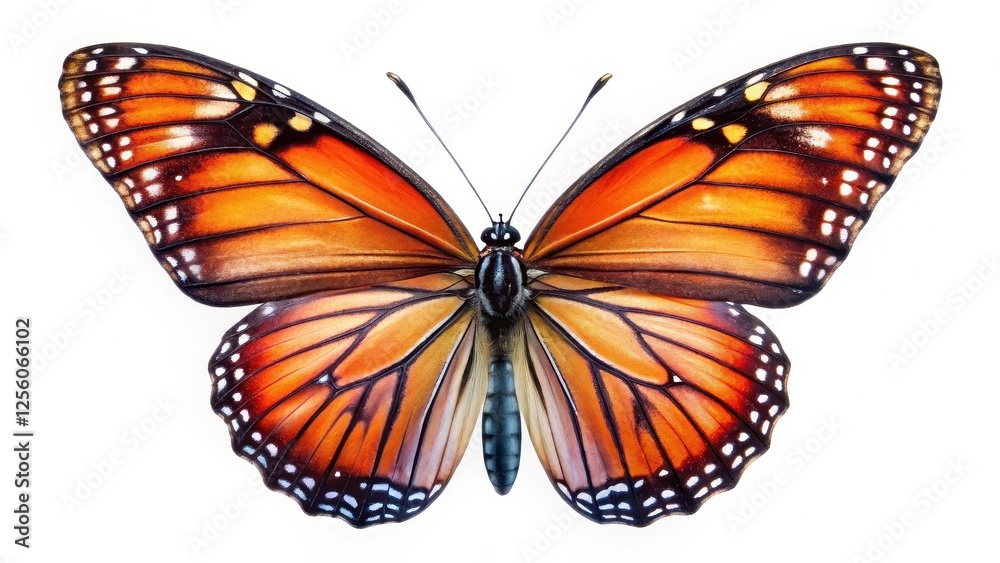 Obraz premium Orange Butterfly on White Background