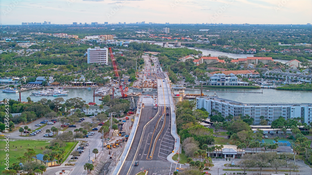 Fototapeta premium aerial view of US1 bridge construction